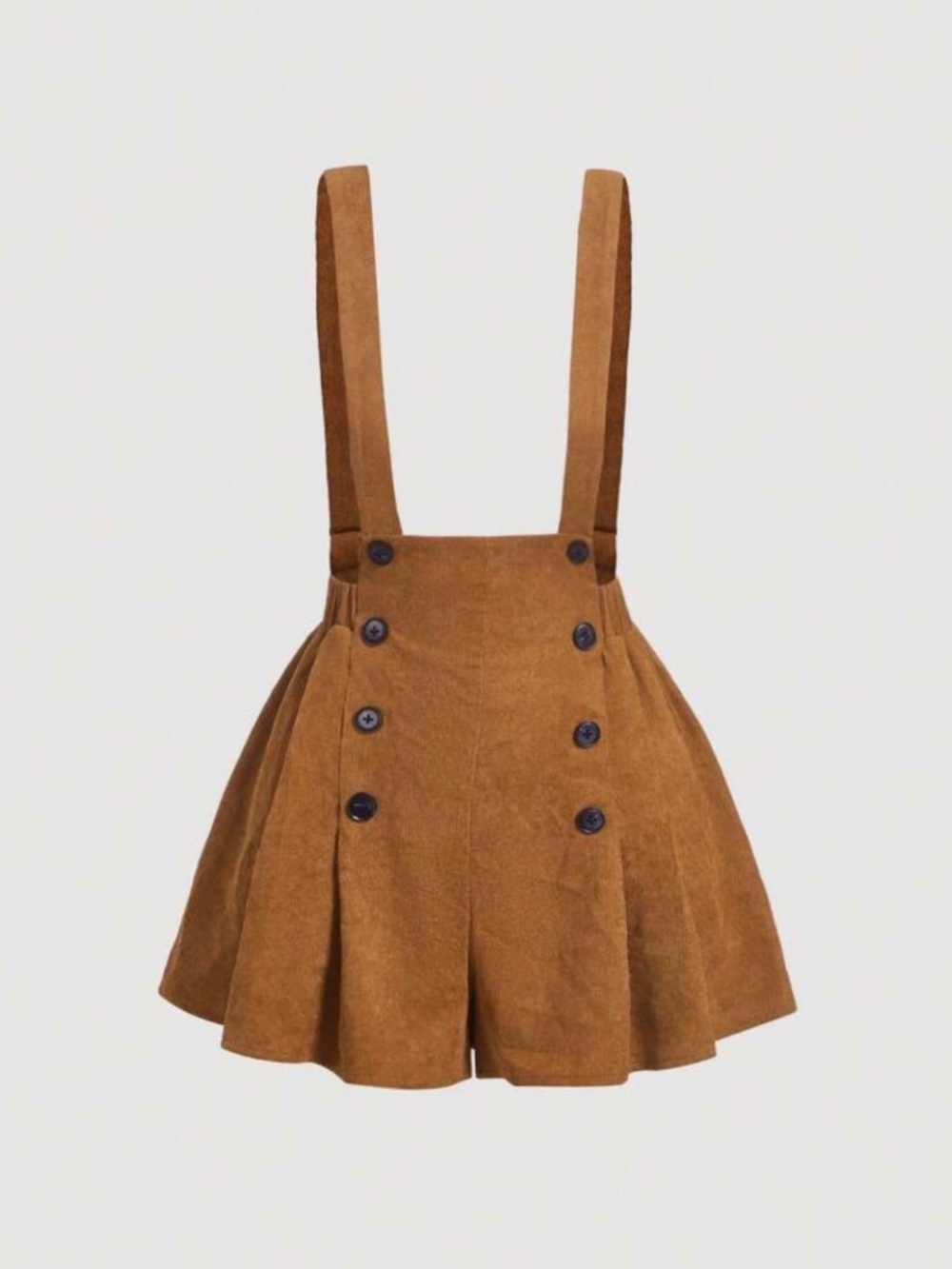 Salopette vintage kaki femme grande taille – style plissé double boutonnage